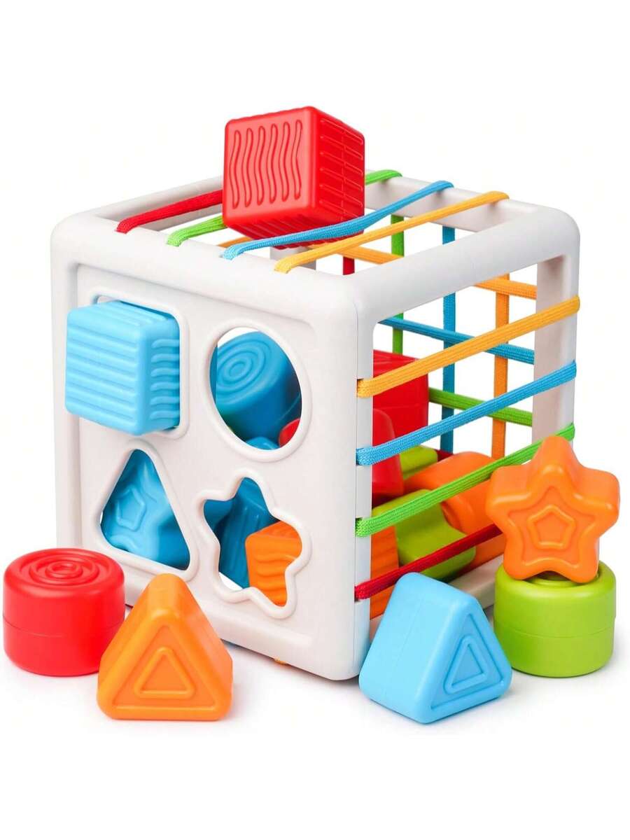 8pcs Montessori Shape Sorting Puzzle Toy Sensory Learning Blocks Fine Motor Skills Toy for Toddlers