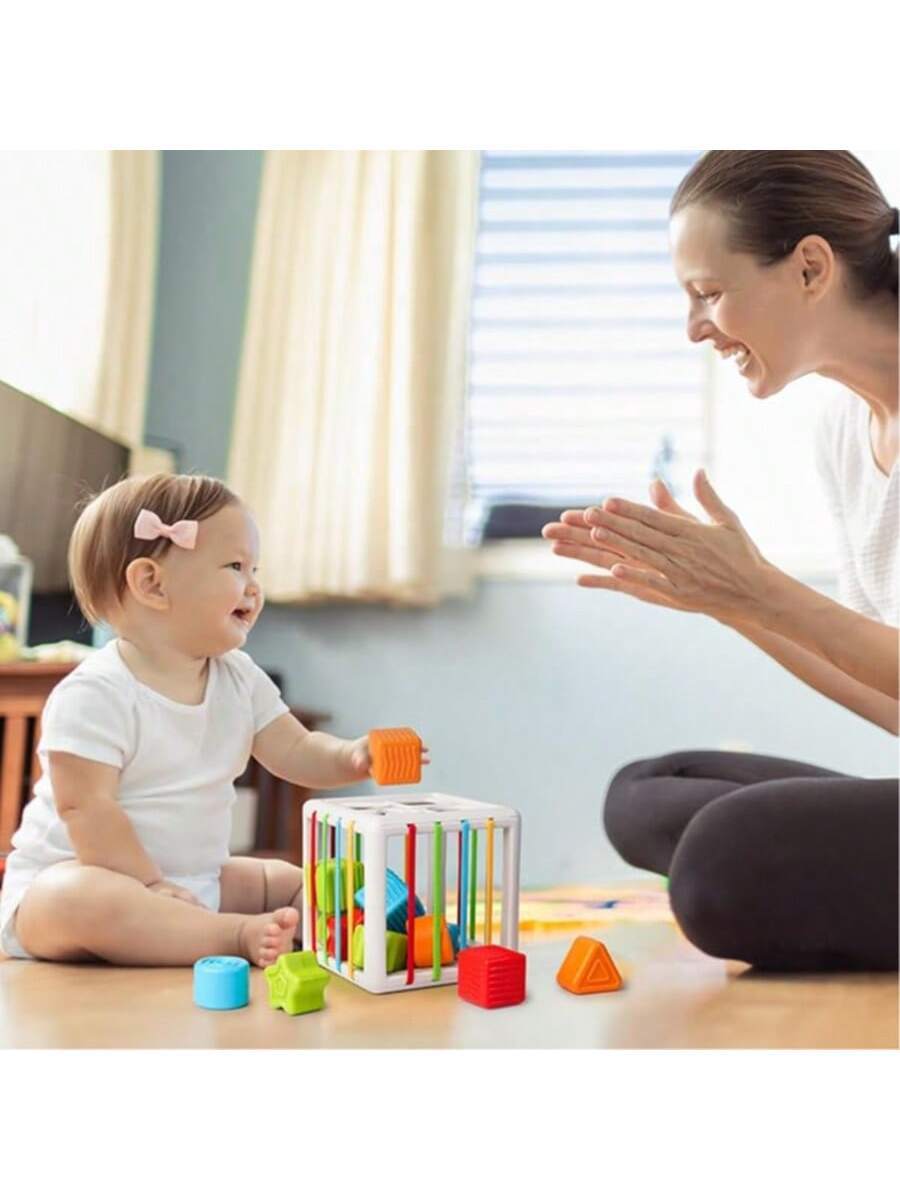 8pcs Montessori Shape Sorting Puzzle Toy Sensory Learning Blocks Fine Motor Skills Toy for Toddlers