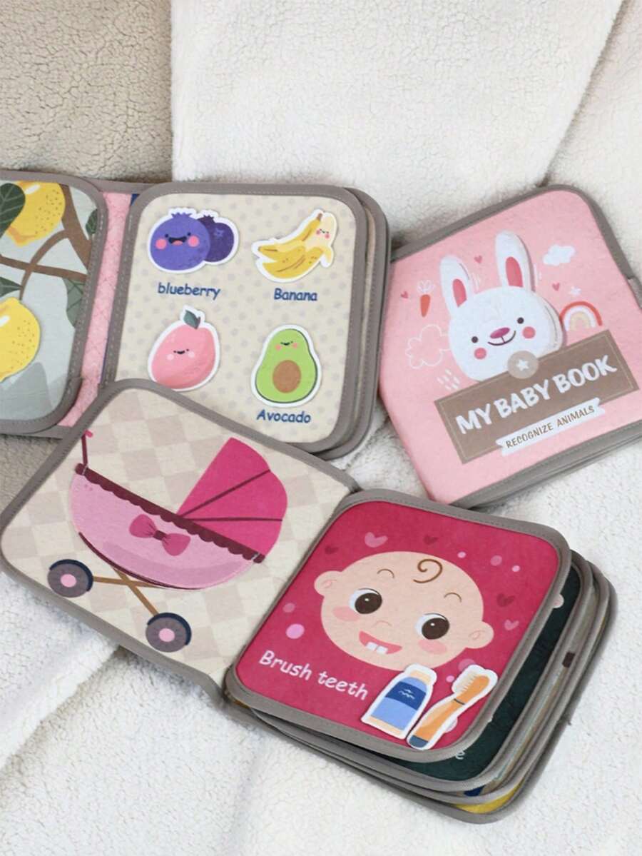 Montessori Baby Busy Cloth Book 3D Felt Sensory Activity Book Fine Motor Skills Learning Toy for Toddlers