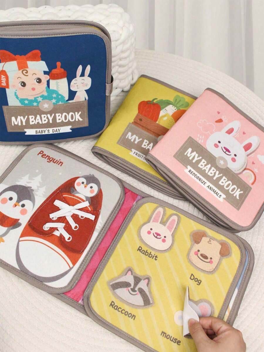 Montessori Baby Busy Cloth Book 3D Felt Sensory Activity Book Fine Motor Skills Learning Toy for Toddlers