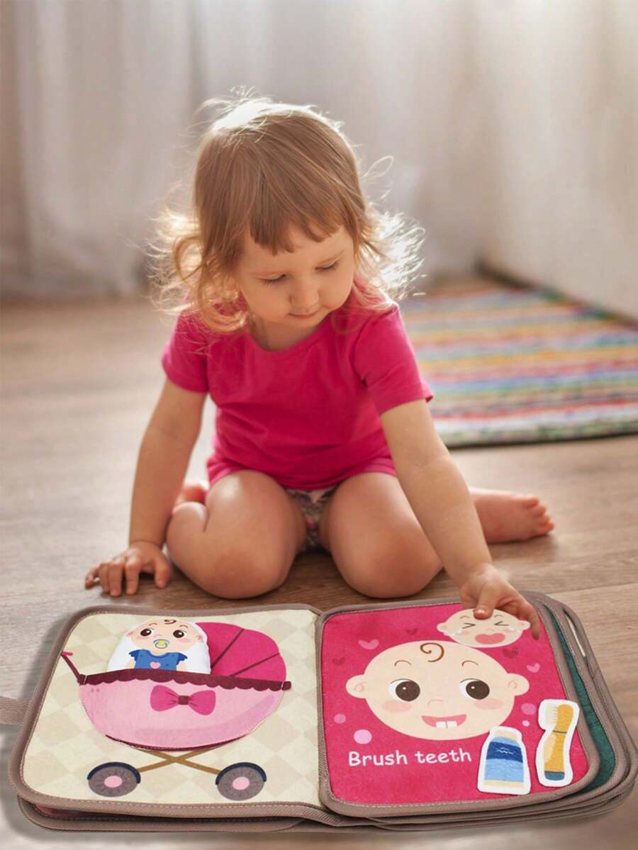 Montessori Baby Busy Cloth Book 3D Felt Sensory Activity Book Fine Motor Skills Learning Toy for Toddlers