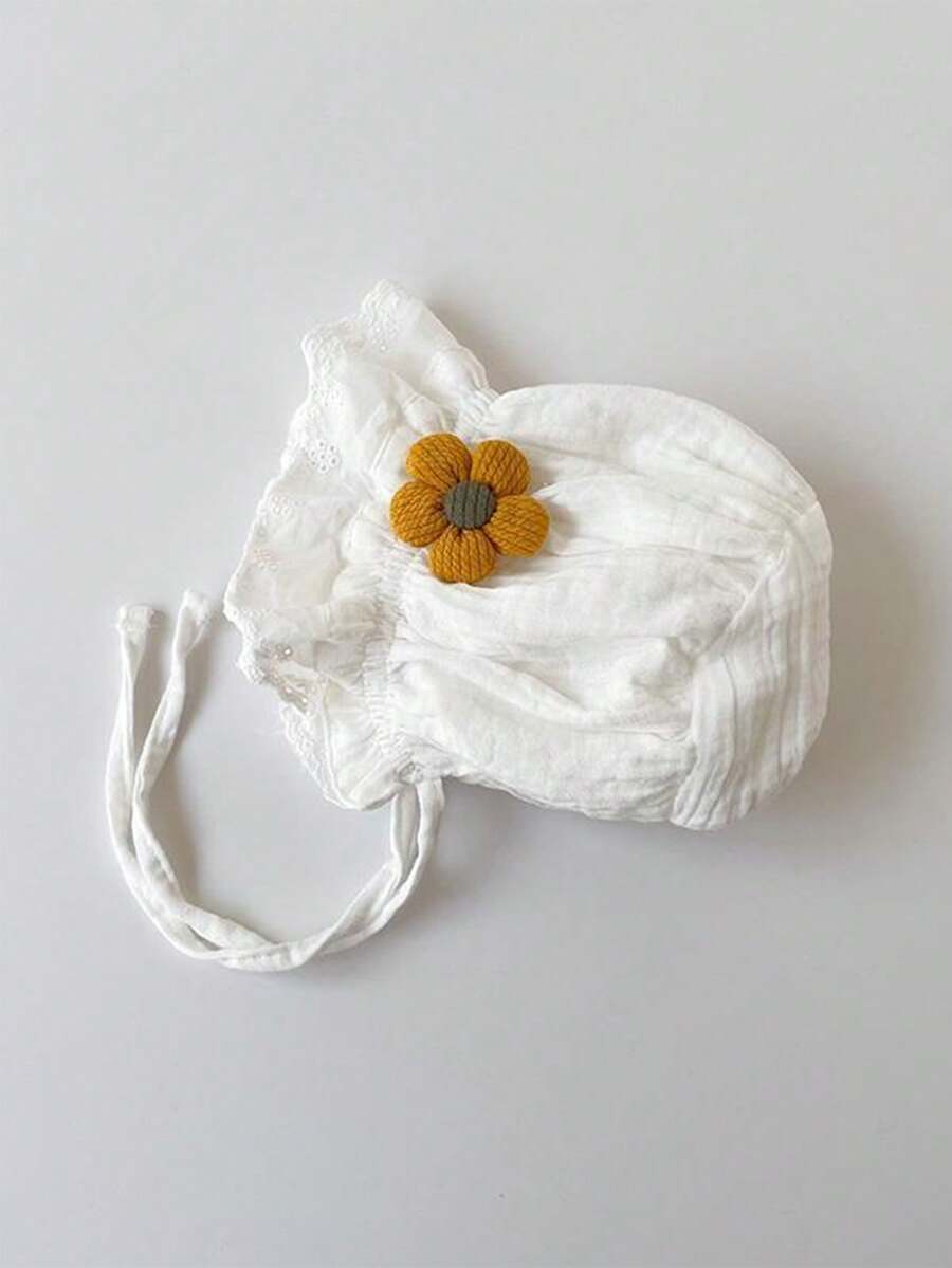 1pc Lace Floral Embroidery Hollow Out Sun Hat for Baby Girls Outdoor Wear