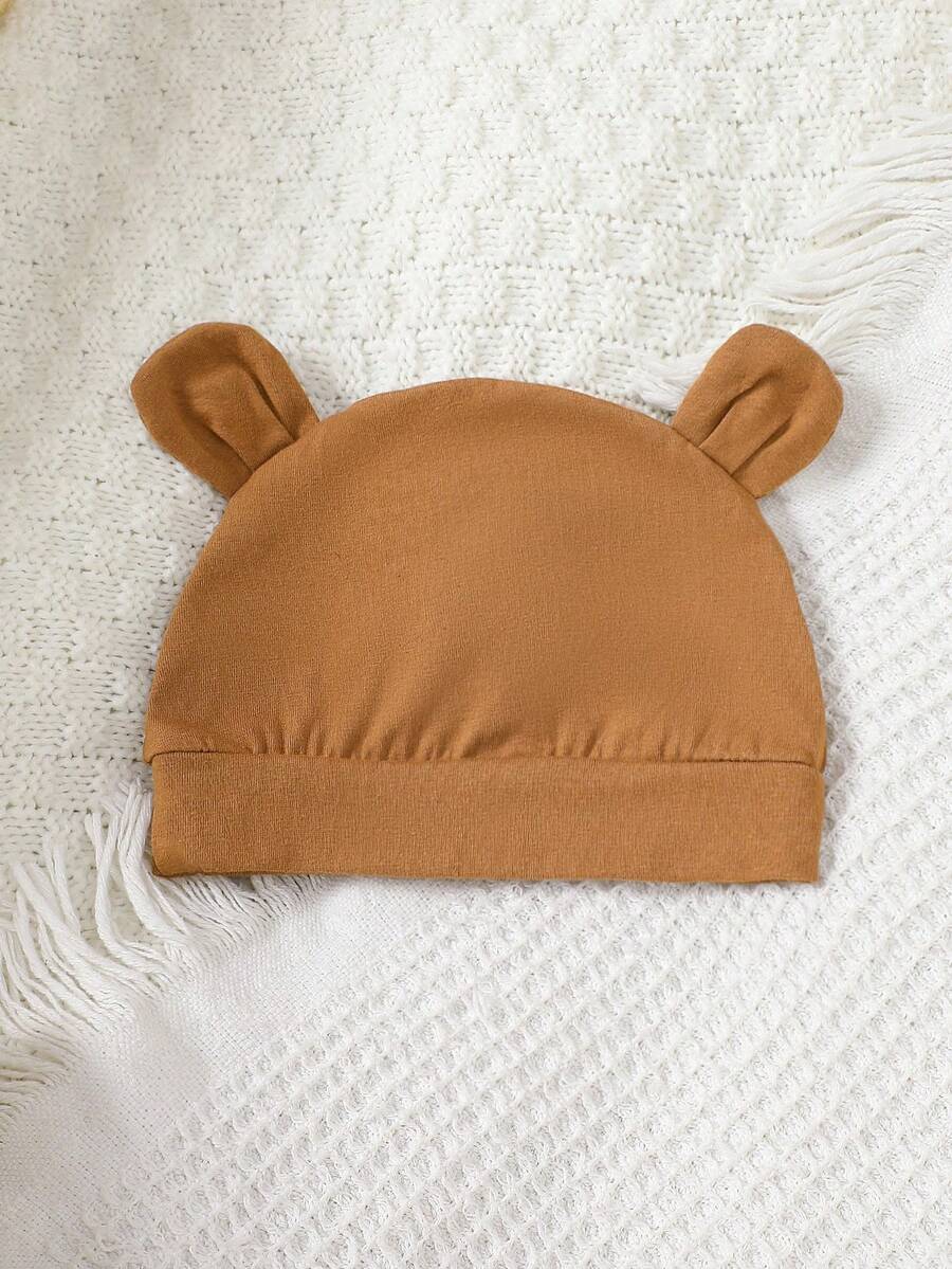 Teddy Bear Print Jumpsuit Hat and Socks Outfit Set for Cute Autumn and Winter Wear