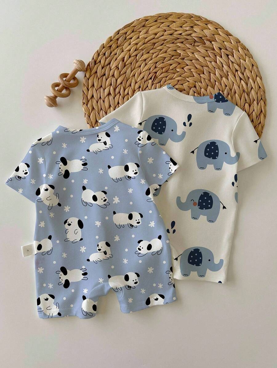 Cartoon Pattern Knit Romper for Cute Casual Baby Boy Daily Wear