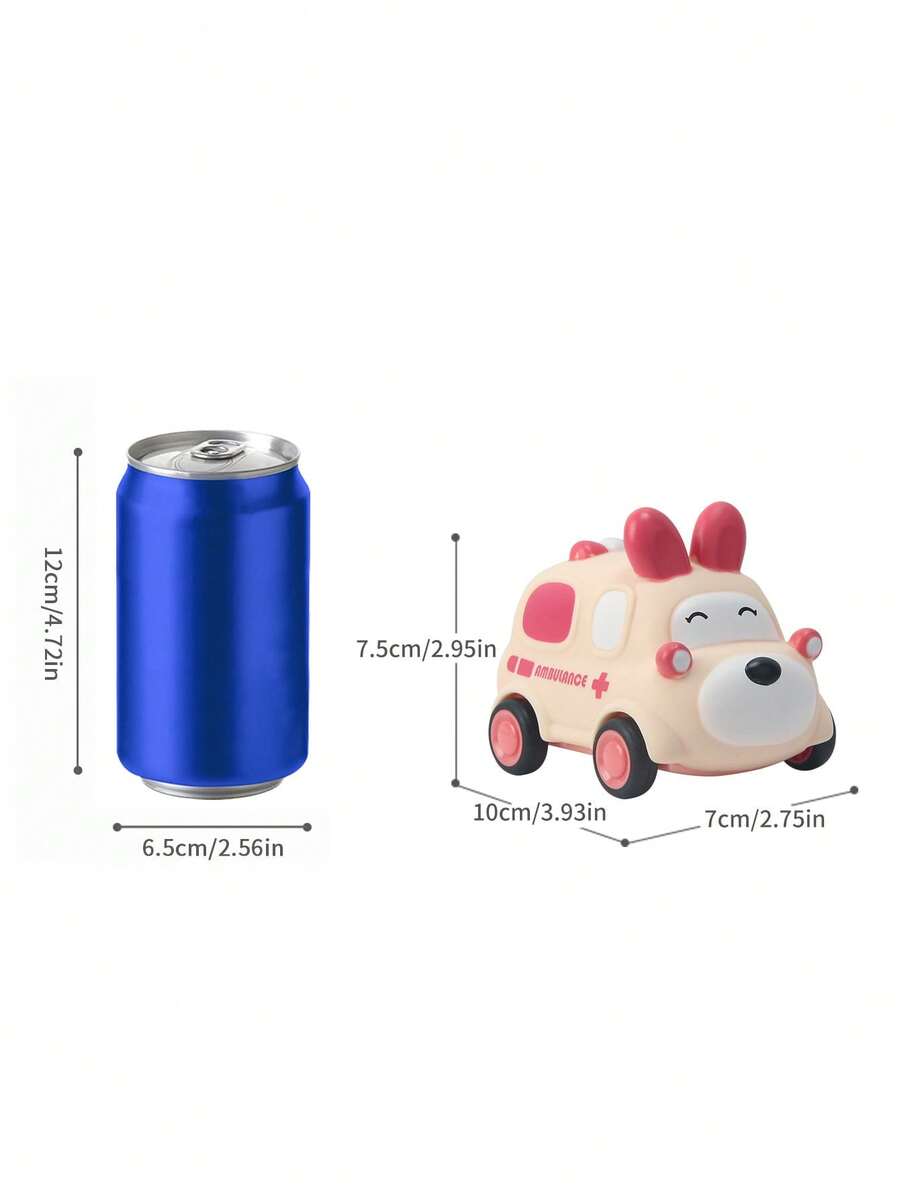 Soft Rubber Pull-Back Vehicle Set – Baby Police Car, Fire Truck, Taxi & Ambulance
