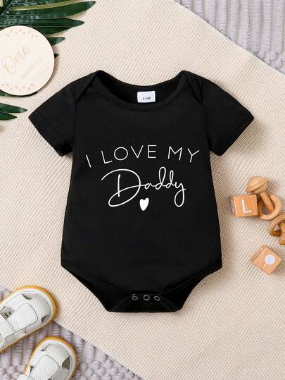 Newborn Letter Print Short Sleeve Romper - Adorable Casual One-Piece Outfit