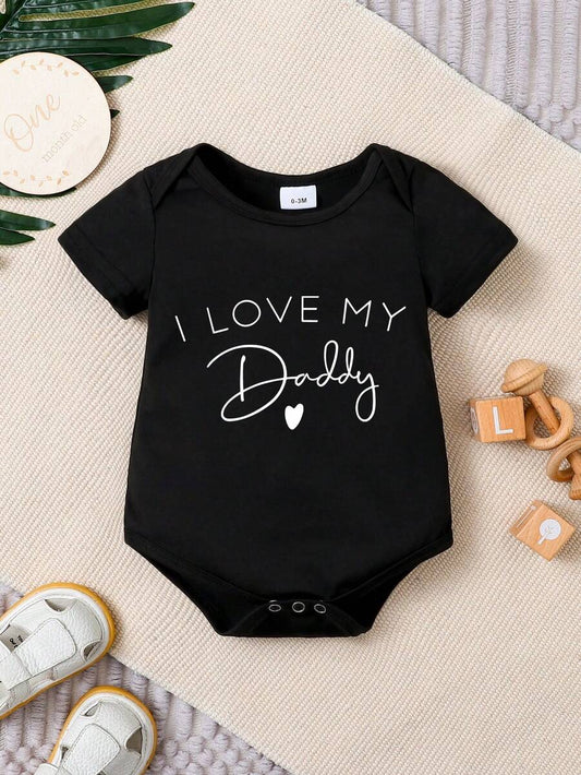 Newborn Letter Print Short Sleeve Romper - Adorable Casual One-Piece Outfit