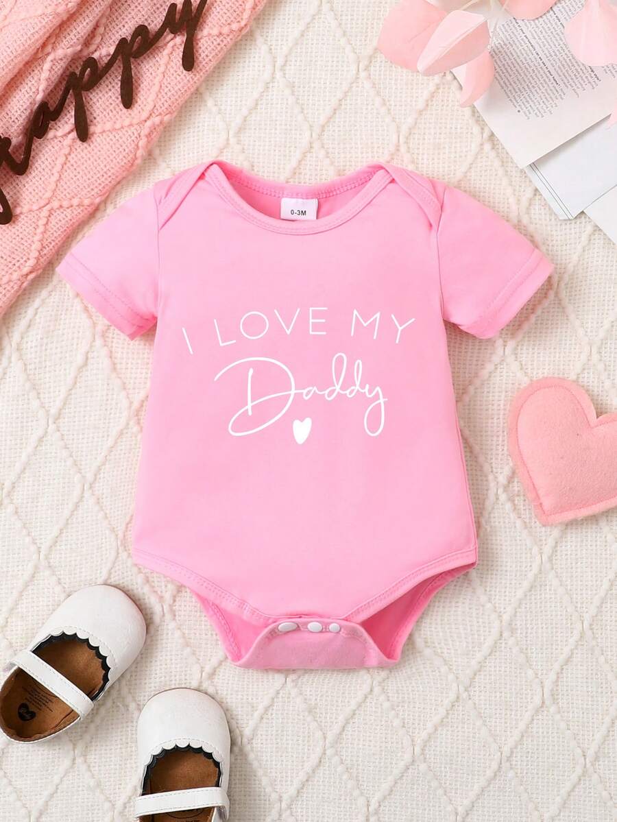 Newborn Letter Print Short Sleeve Romper - Adorable Casual One-Piece Outfit