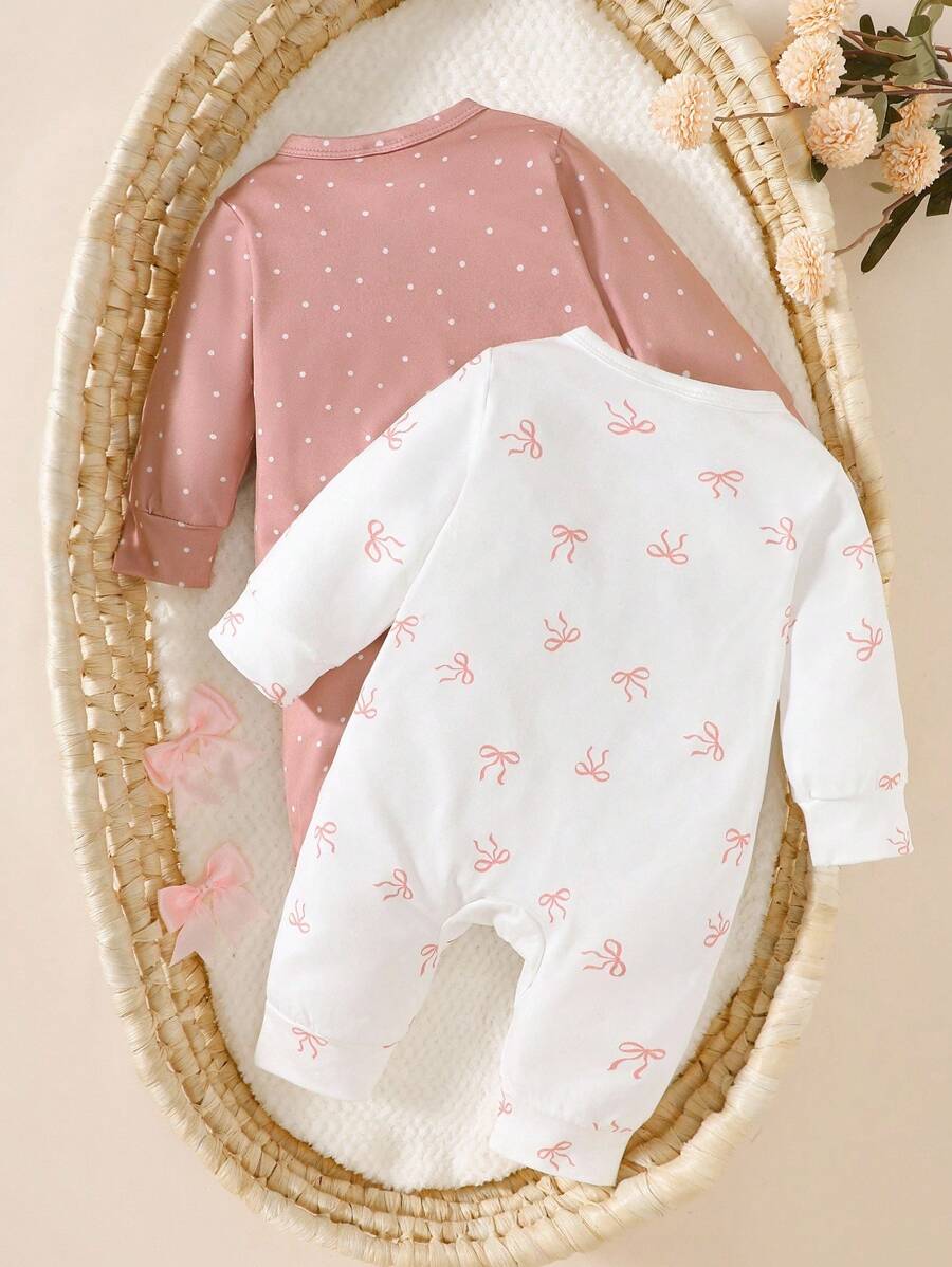 2PCS Baby Strawberry Print Long Sleeve Romper Set for Spring and Autumn Wear