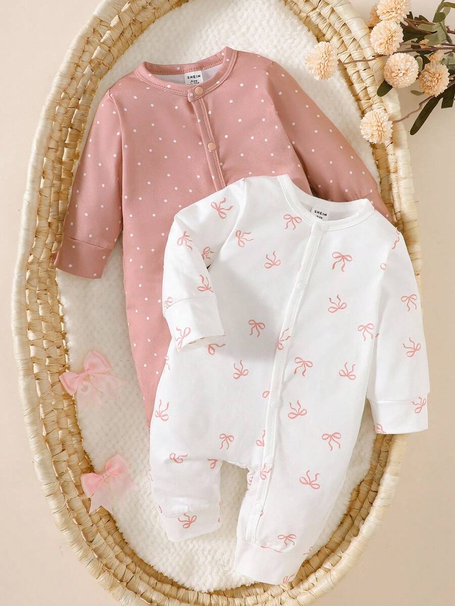 2PCS Baby Strawberry Print Long Sleeve Romper Set for Spring and Autumn Wear