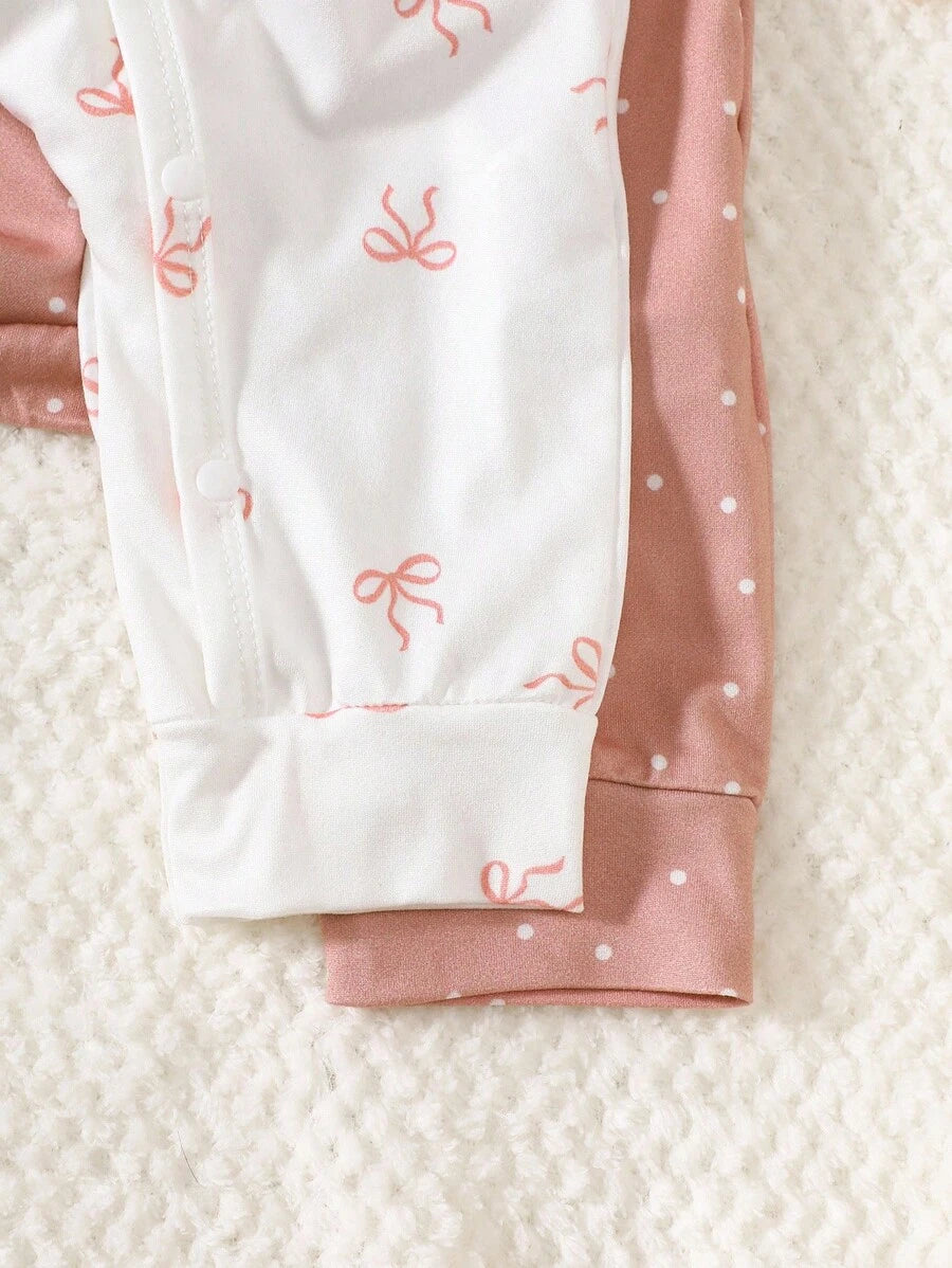 2PCS Baby Strawberry Print Long Sleeve Romper Set for Spring and Autumn Wear