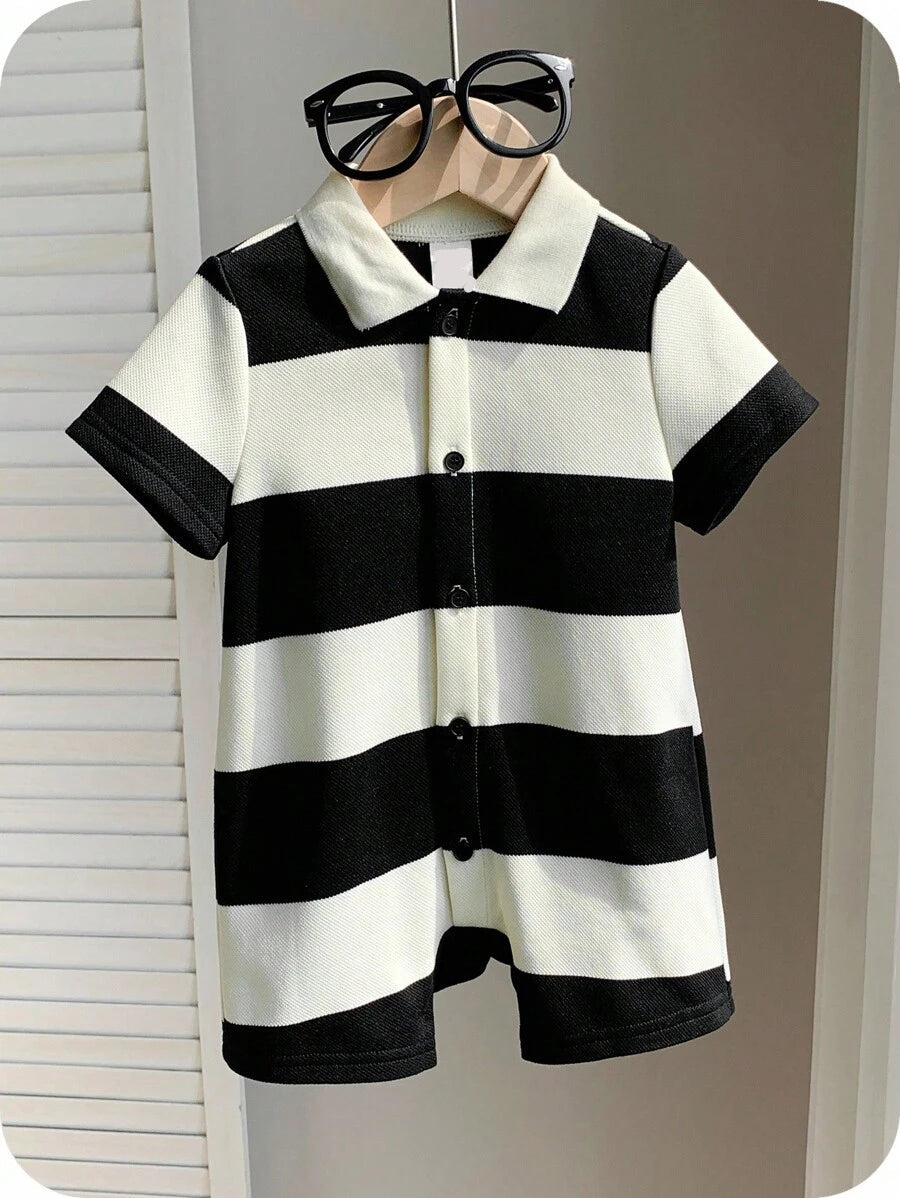 Baby Boy Plaid Short Sleeve Romper Formal Summer Outfit for Birthday Party Christening and Special Occasions