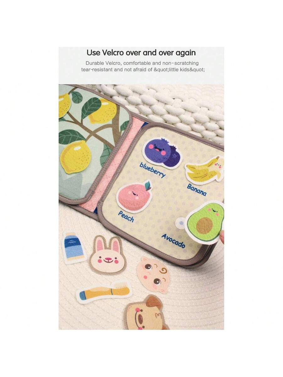 Montessori Busy Book for Toddlers Animal and Fruit Recognition Sensory Learning Activity Book
