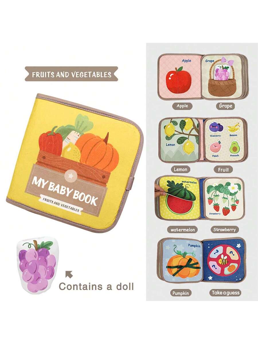 Montessori Busy Book for Toddlers Animal and Fruit Recognition Sensory Learning Activity Book