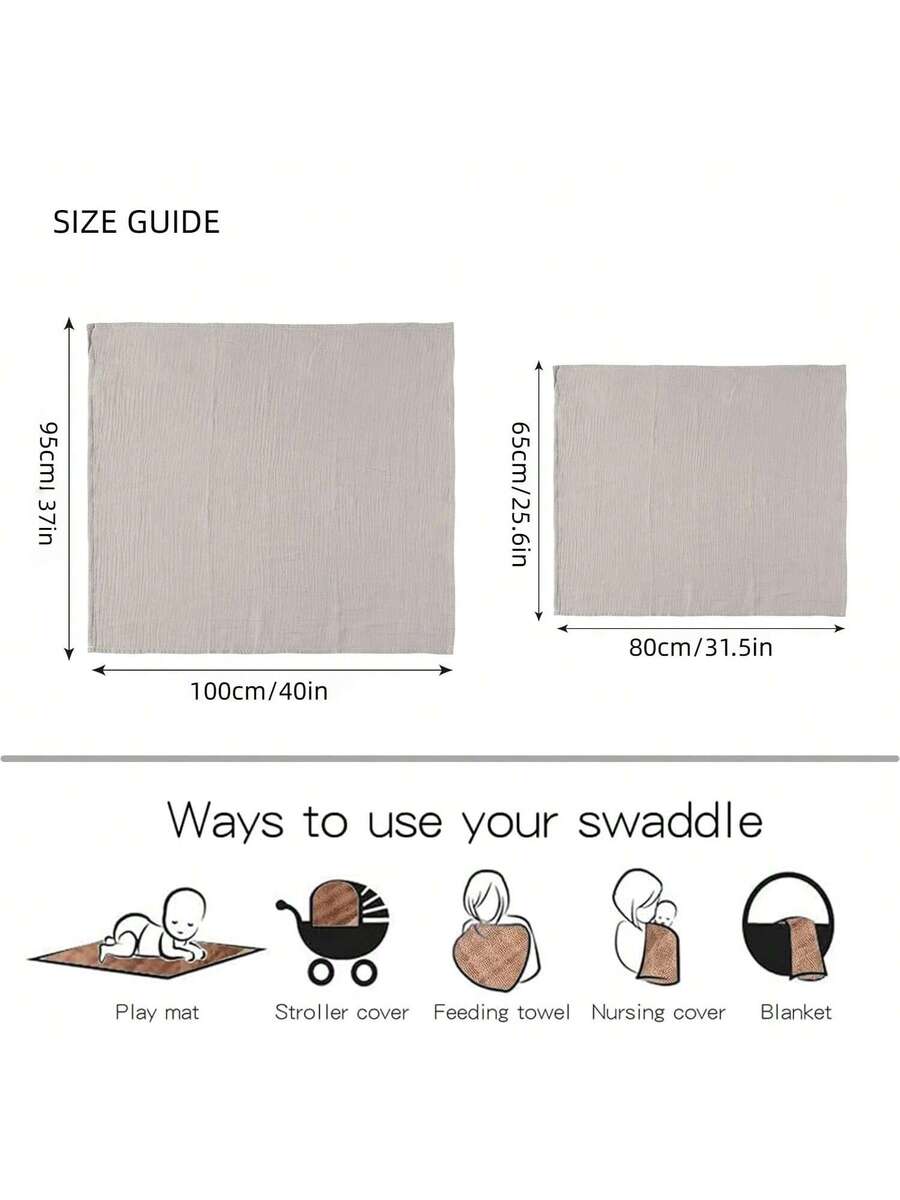 3 Pack Muslin Swaddle Blankets Soft Breathable Receiving Blankets for Newborns and Infants