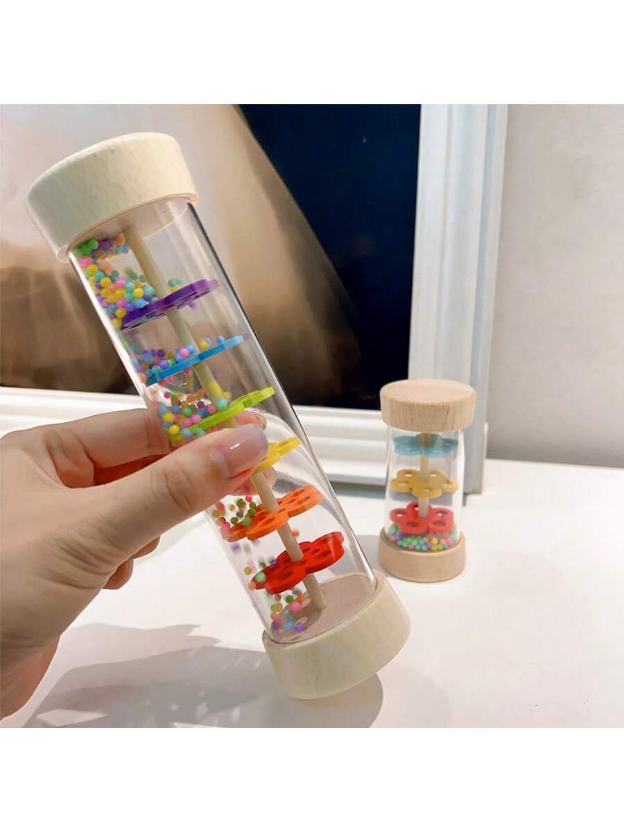 Wooden Rain Stick Montessori Rattle Toy for Baby Sensory Learning and Musical Play