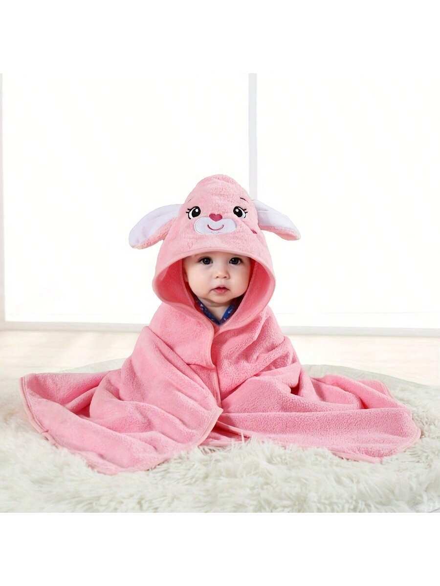 Baby Hooded Bath Towel Cartoon Animal Hooded Towel Soft Absorbent Baby Blanket Wrap 80x80cm