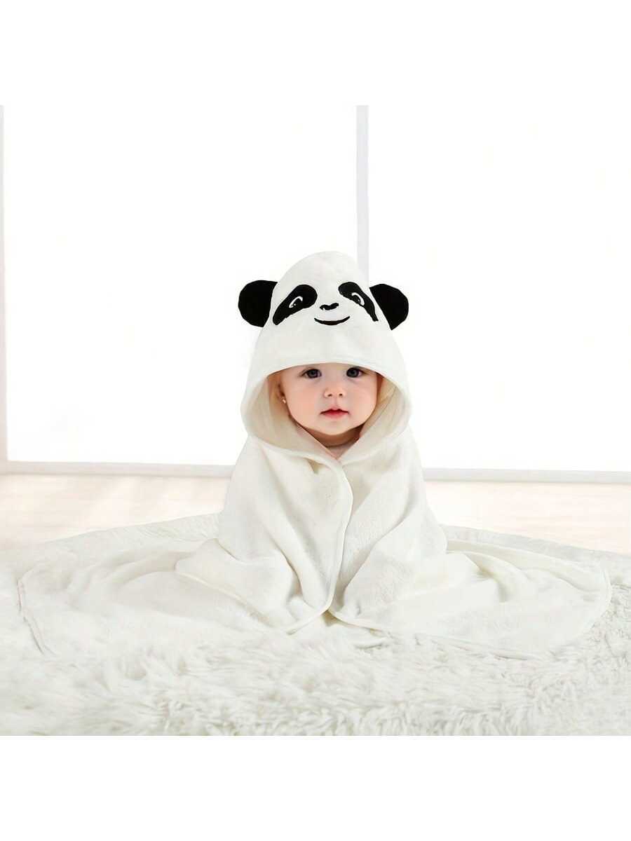 Baby Hooded Bath Towel Cartoon Animal Hooded Towel Soft Absorbent Baby Blanket Wrap 80x80cm