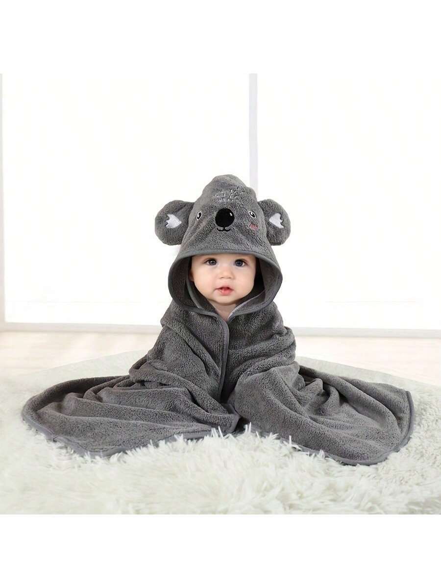 Baby Hooded Bath Towel Cartoon Animal Hooded Towel Soft Absorbent Baby Blanket Wrap 80x80cm