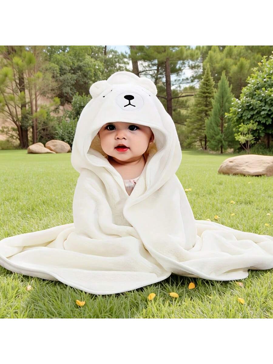 Baby Hooded Bath Towel Cartoon Animal Hooded Towel Soft Absorbent Baby Blanket Wrap 80x80cm