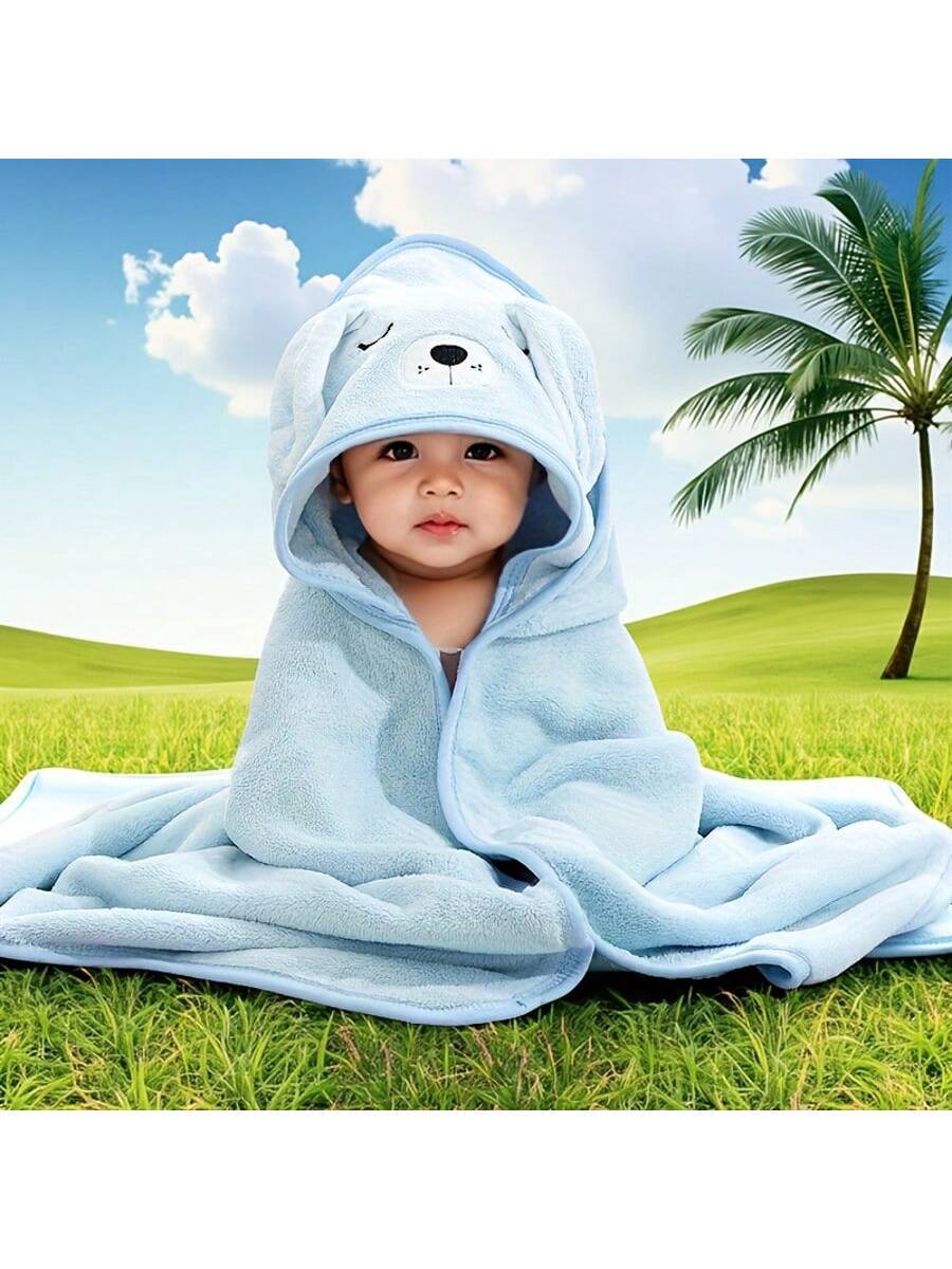 Baby Hooded Bath Towel Cartoon Animal Hooded Towel Soft Absorbent Baby Blanket Wrap 80x80cm