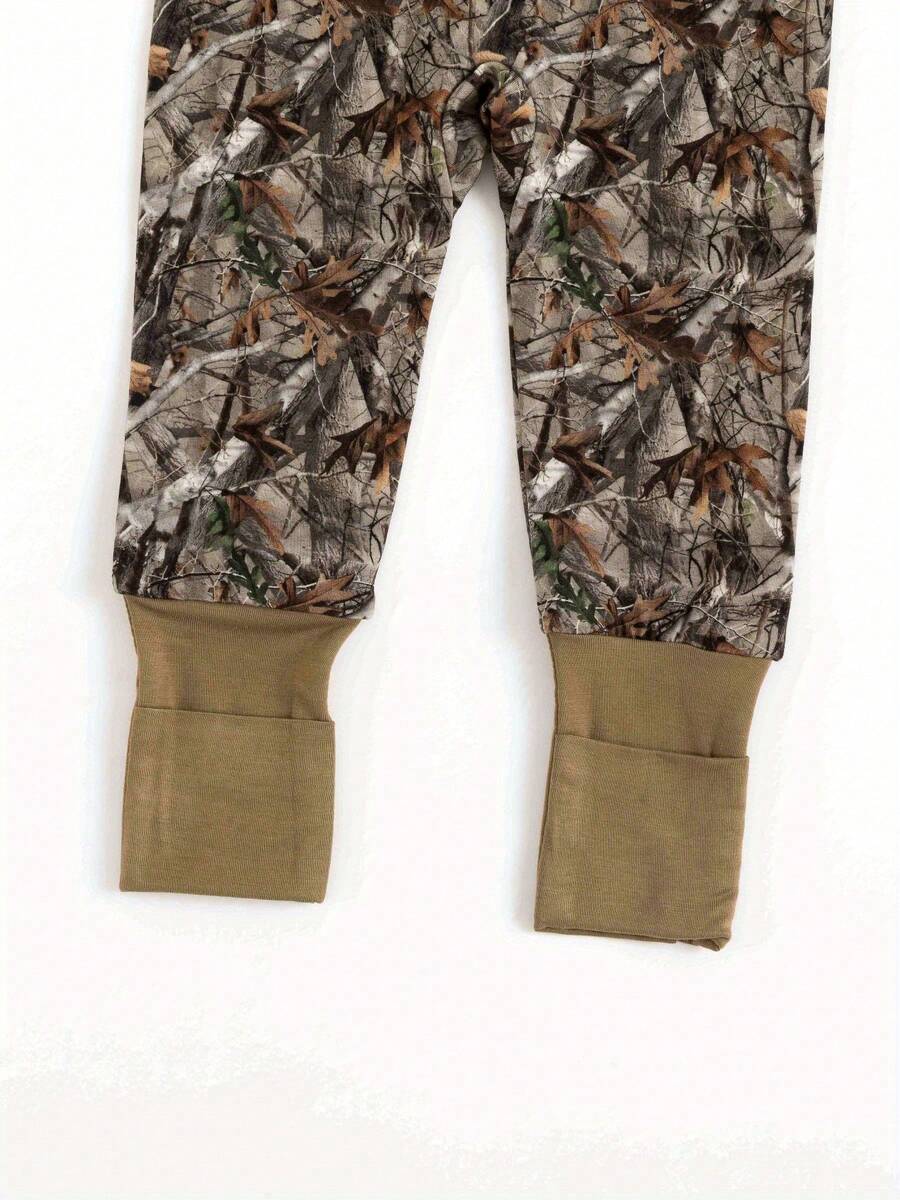 Unisex Baby Camouflage Print Long Sleeve Zipper Jumpsuit Autumn Winter Casual Outfit for Daily Wear Photography Halloween Christmas