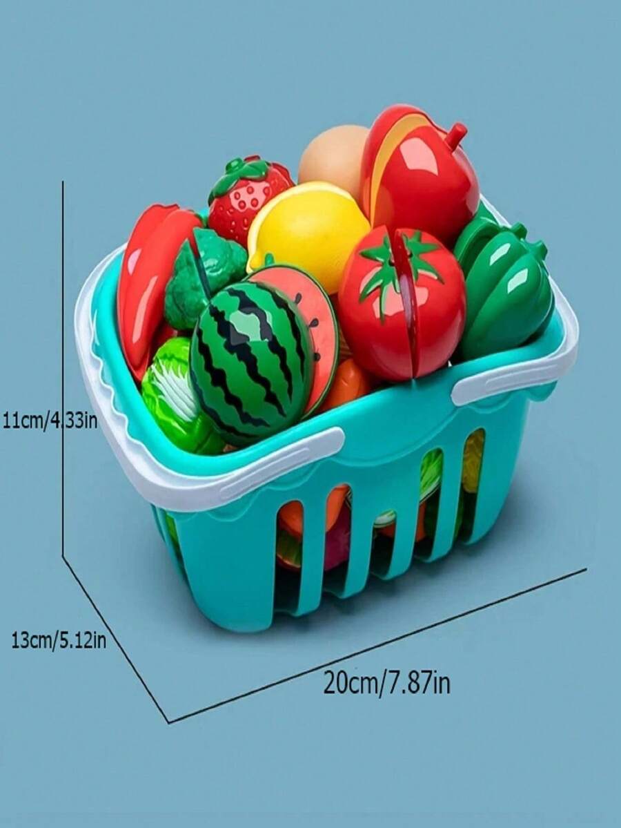 Kids Kitchen Play Set Pretend Play Cooking Toys Fruit Cutting Food and Cookware Role Play Set