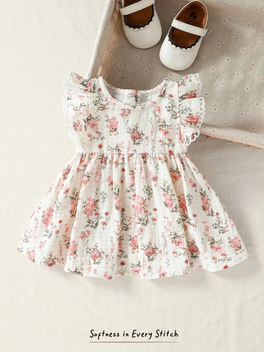 Baby Ditsy Floral Cinched Waist Dress for Cute Spring and Summer Wear