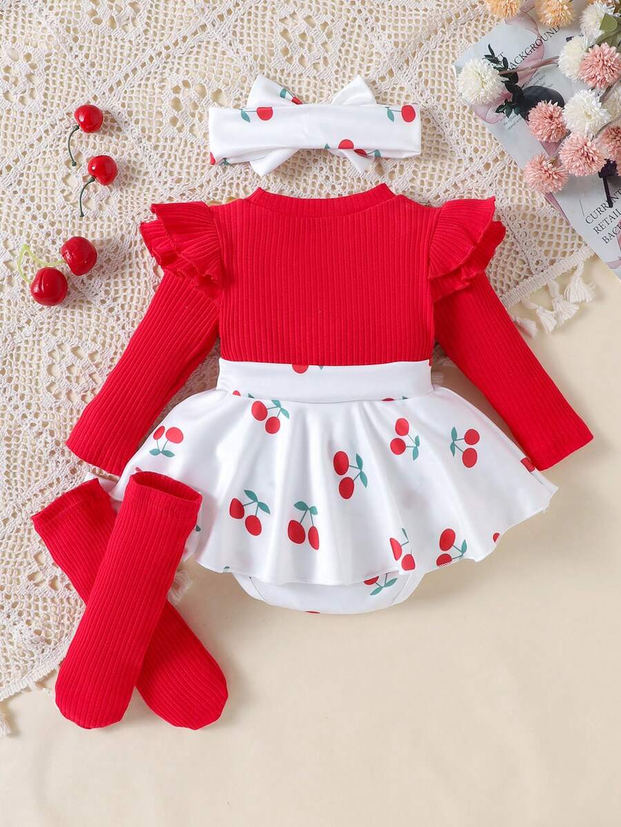 Baby Ribbed Patchwork Long Sleeve Romper for Spring and Autumn Daily Wear
