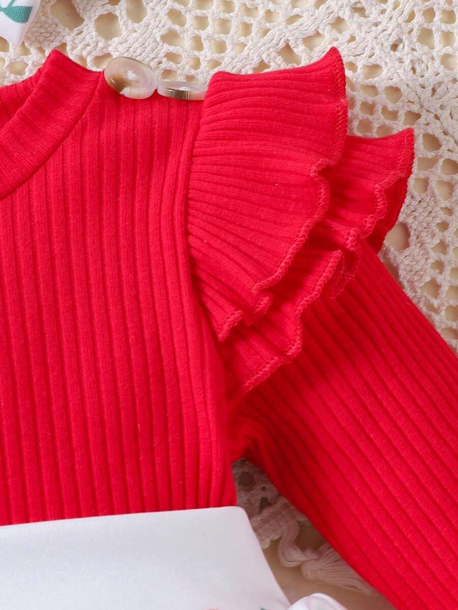 Baby Ribbed Patchwork Long Sleeve Romper for Spring and Autumn Daily Wear