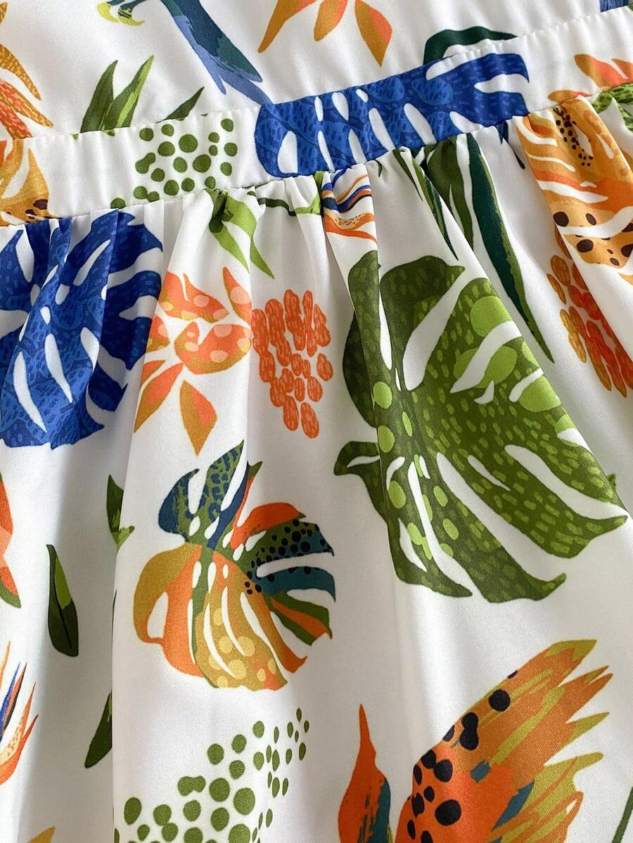Little Girls Tropical Halter Sundress With High Low Hem Beach Vacation Wear
