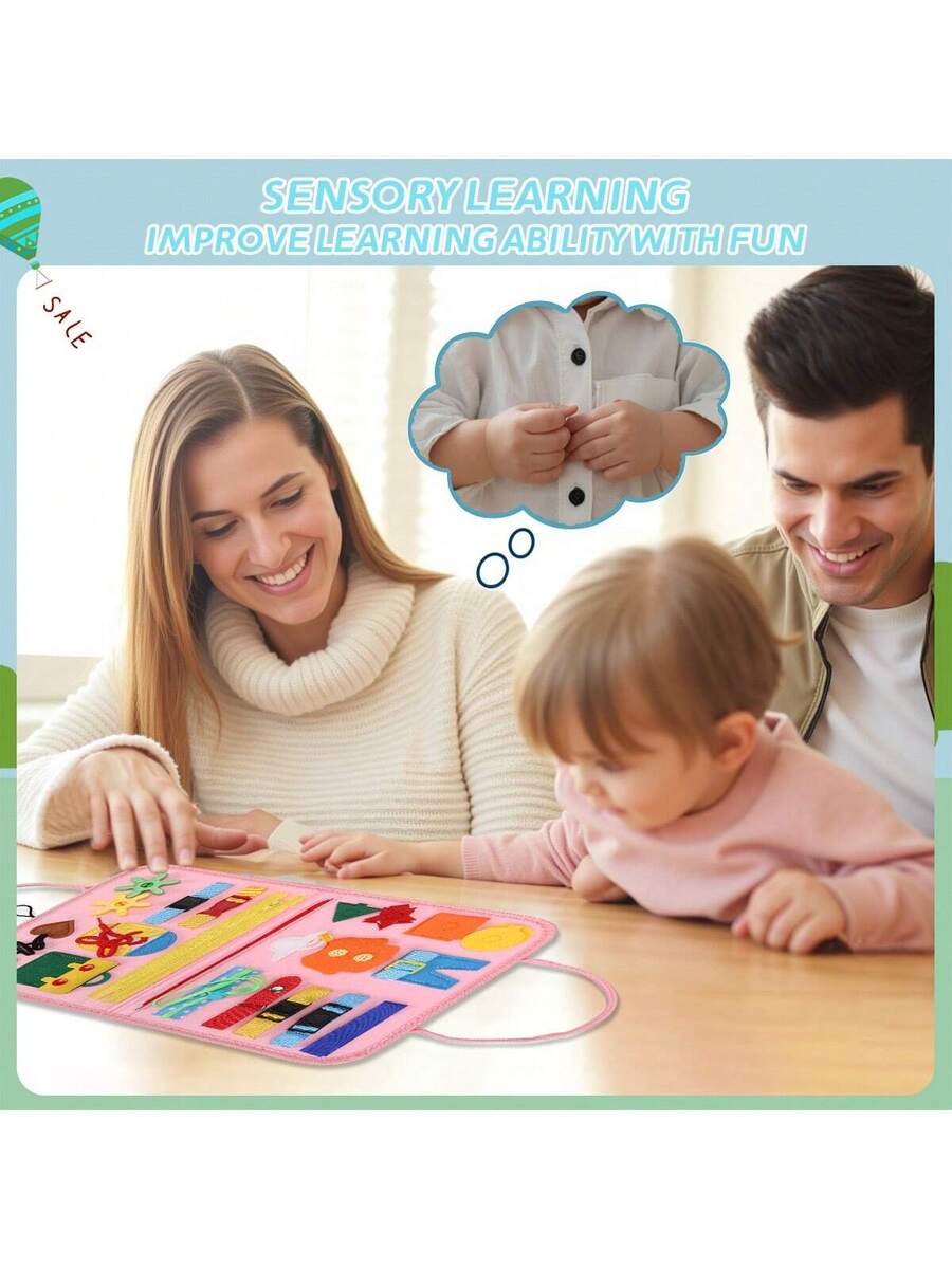 Montessori Busy Board for Toddlers Sensory Activity Book Travel Learning Toy for Fine Motor Skills Development