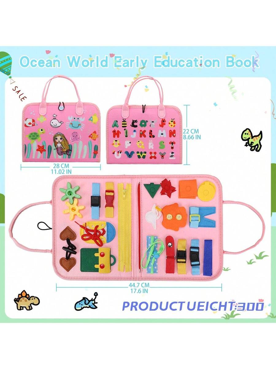 Montessori Busy Board for Toddlers Sensory Activity Book Travel Learning Toy for Fine Motor Skills Development