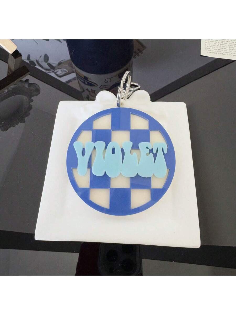 Personalized Backpack Name Tag Custom 3D Name Keychain Checkered Luggage and Diaper Bag Identifier