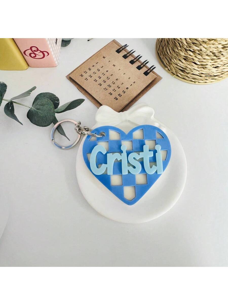 Personalized Backpack Name Tag Custom 3D Name Keychain Checkered Luggage and Diaper Bag Identifier
