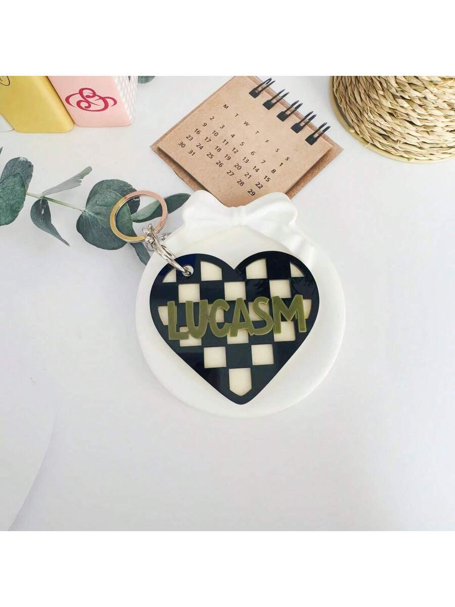 Personalized Backpack Name Tag Custom 3D Name Keychain Checkered Luggage and Diaper Bag Identifier
