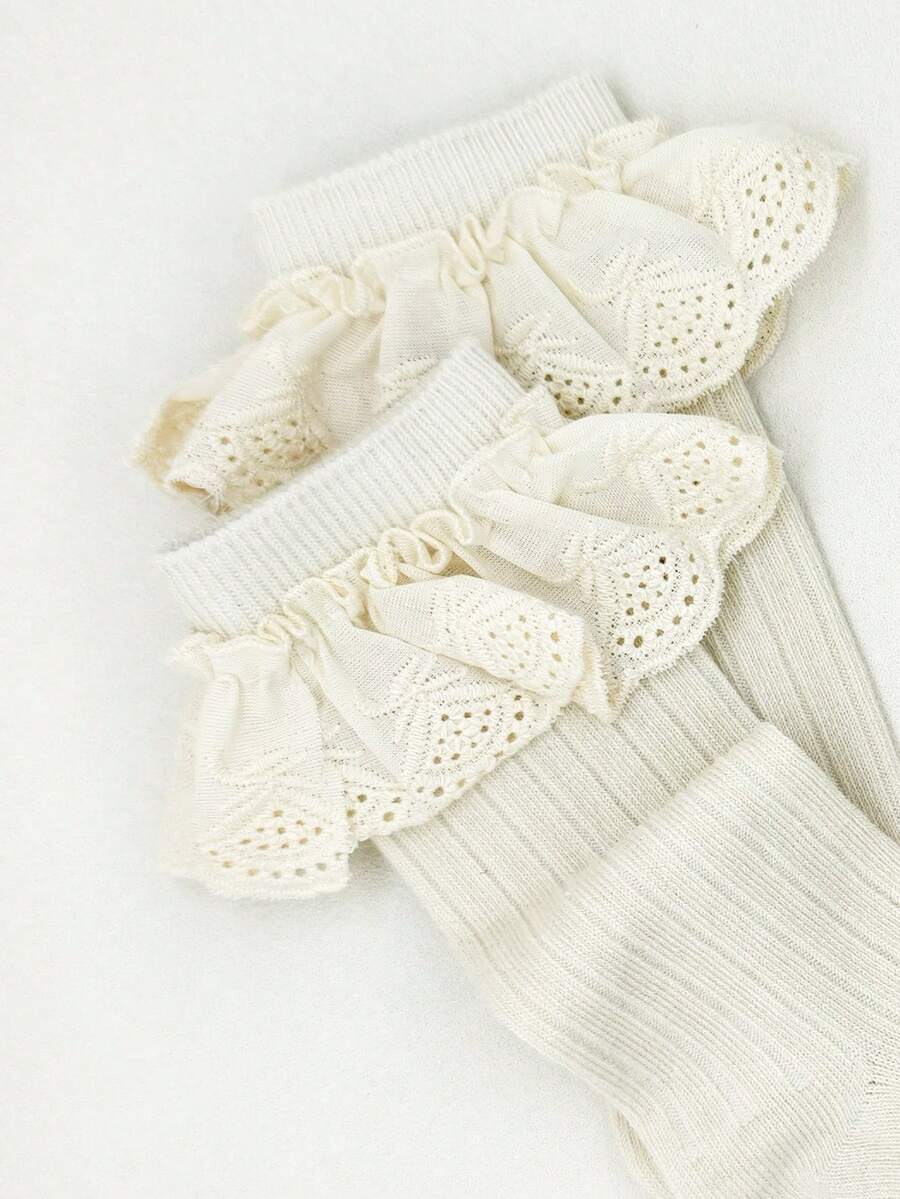 Bow Mesh Mid Calf Socks for Cute Princess Daily Wear