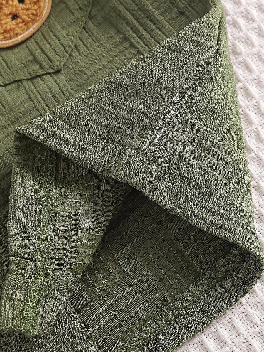 2-Piece Baby Boy Textured Bear Embroidery Shirt and Shorts Set