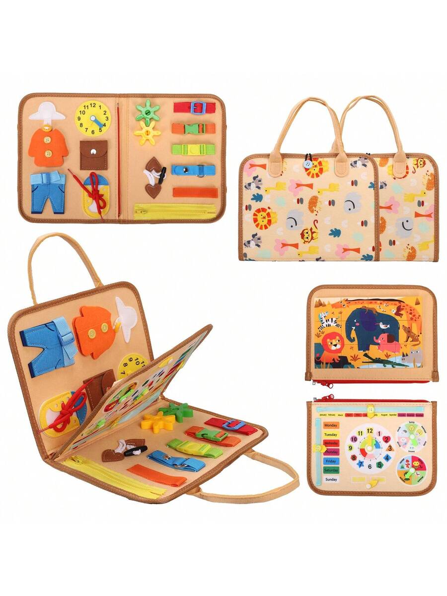 Montessori Busy Board for Toddlers Sensory Learning Activity Book Educational Travel Toy for Kids