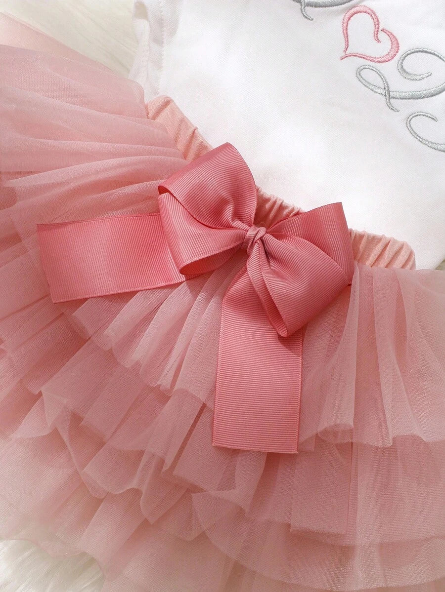 Baby Girl Romper with Tutu Skirt and Bow Headband for Photoshoots and Coming Home