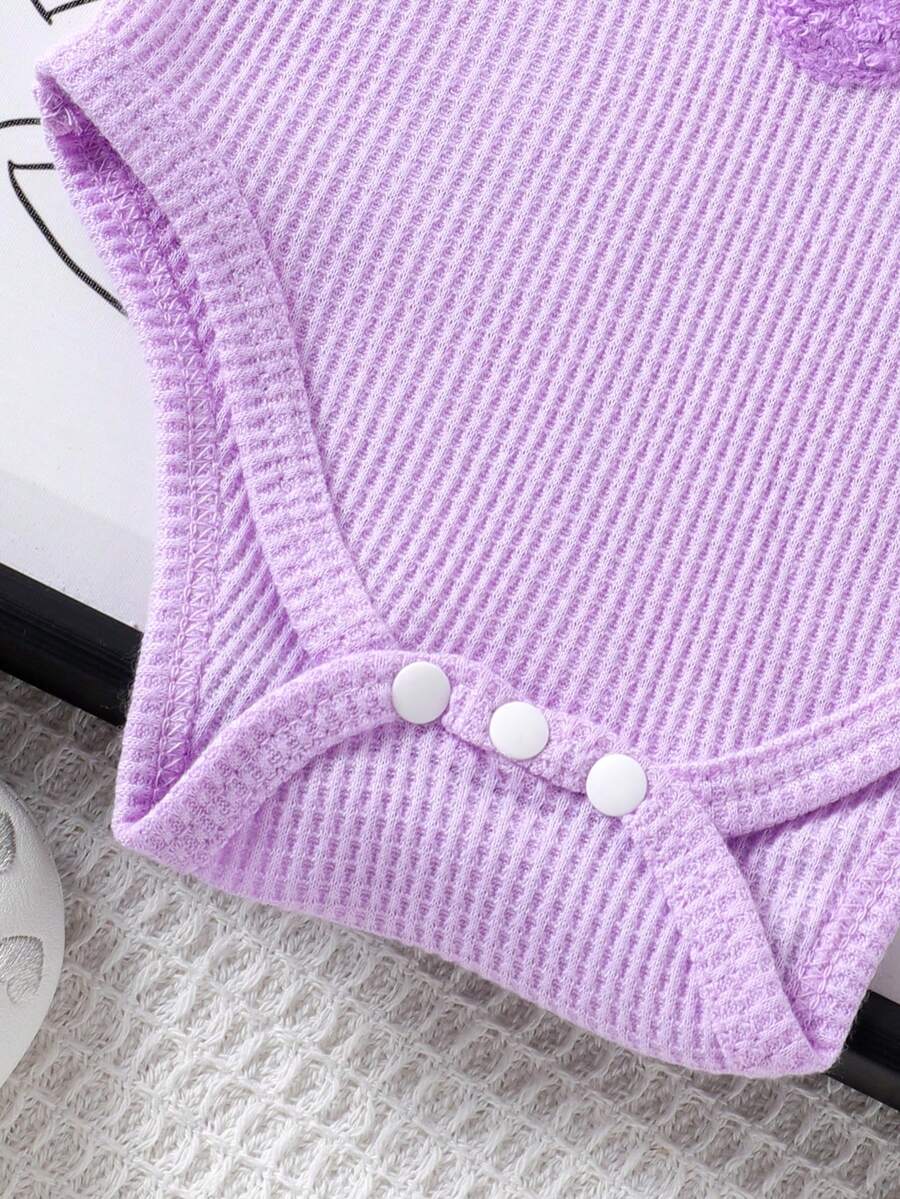 2pcs Embroidered Strap Bodysuit And Shorts Set Lightweight Summer Outfit For Baby Girls