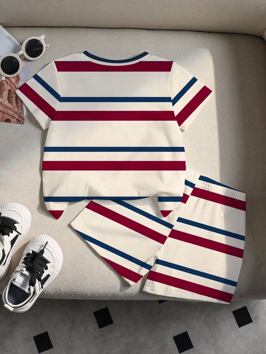 Cute Yellow GraphicGems Baby Boy Letter Print T-Shirt & Shorts Set