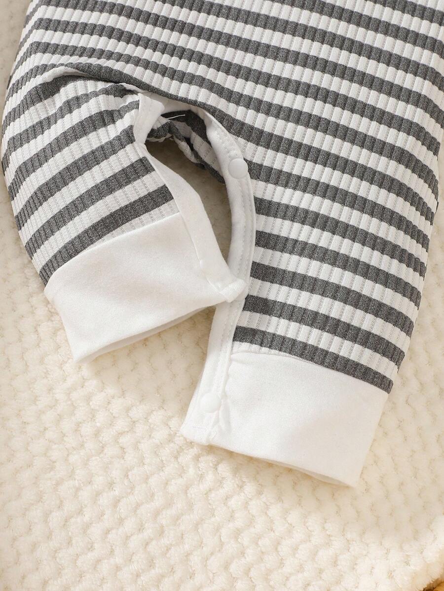 Baby Striped Collar Long Sleeve Jumpsuit for Cozy Daily Wear in Fall and Winter