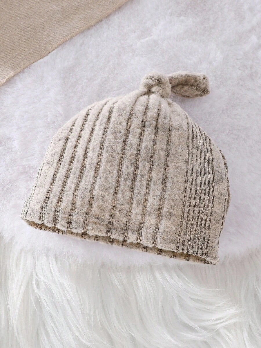 Baby Ribbed Knit Long Sleeve Jumpsuit Set with Matching Hat for Daily Wear