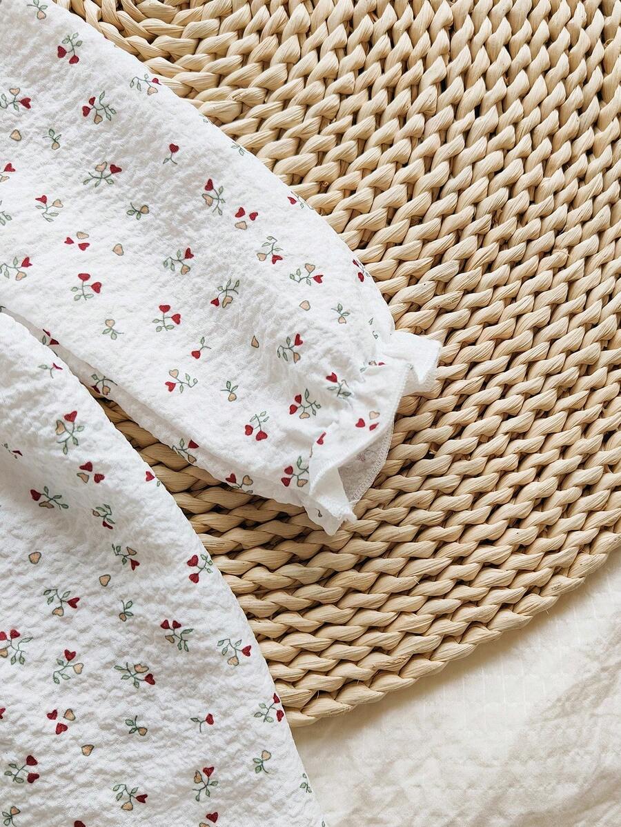 Baby Cherry Print Bow Dress for Elegant Cute All Season Wear