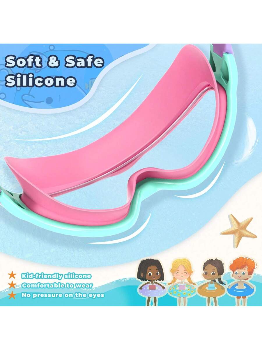 2 Pack Kids Swim Goggles Anti Fog UV Protection Wide View Swimming Glasses for Boys and Girls Ages 3-15