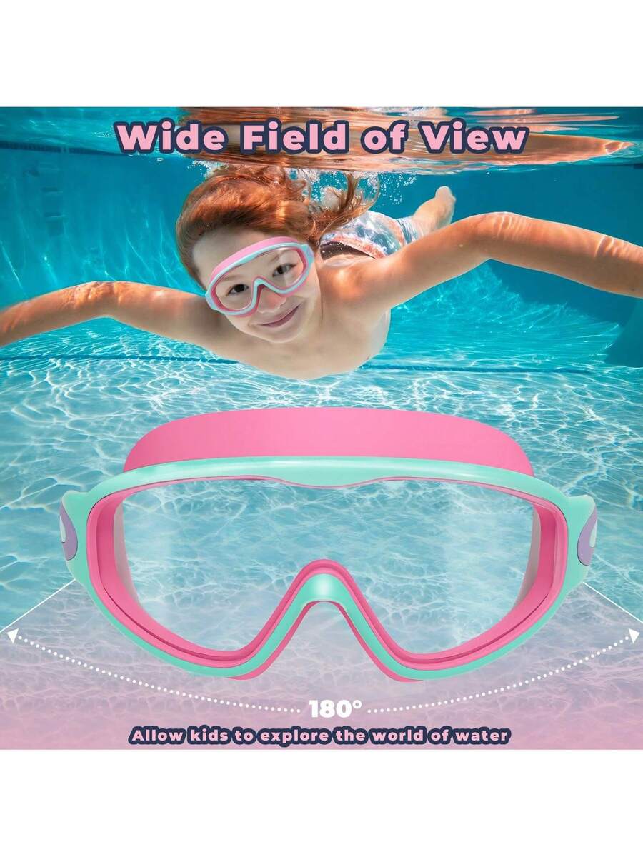 2 Pack Kids Swim Goggles Anti Fog UV Protection Wide View Swimming Glasses for Boys and Girls Ages 3-15