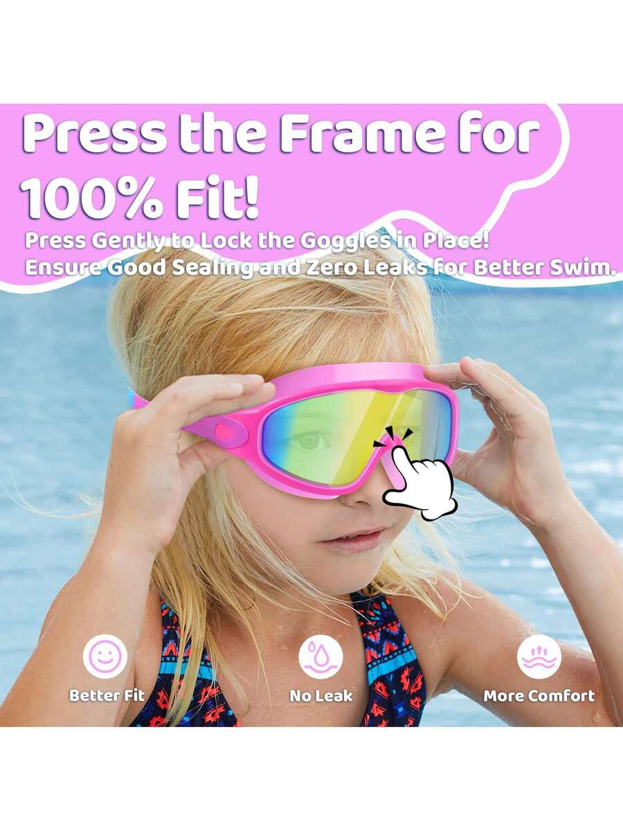 2 Pack Kids Swim Goggles Anti Fog UV Protection Wide View Swimming Glasses for Boys and Girls Ages 3-15