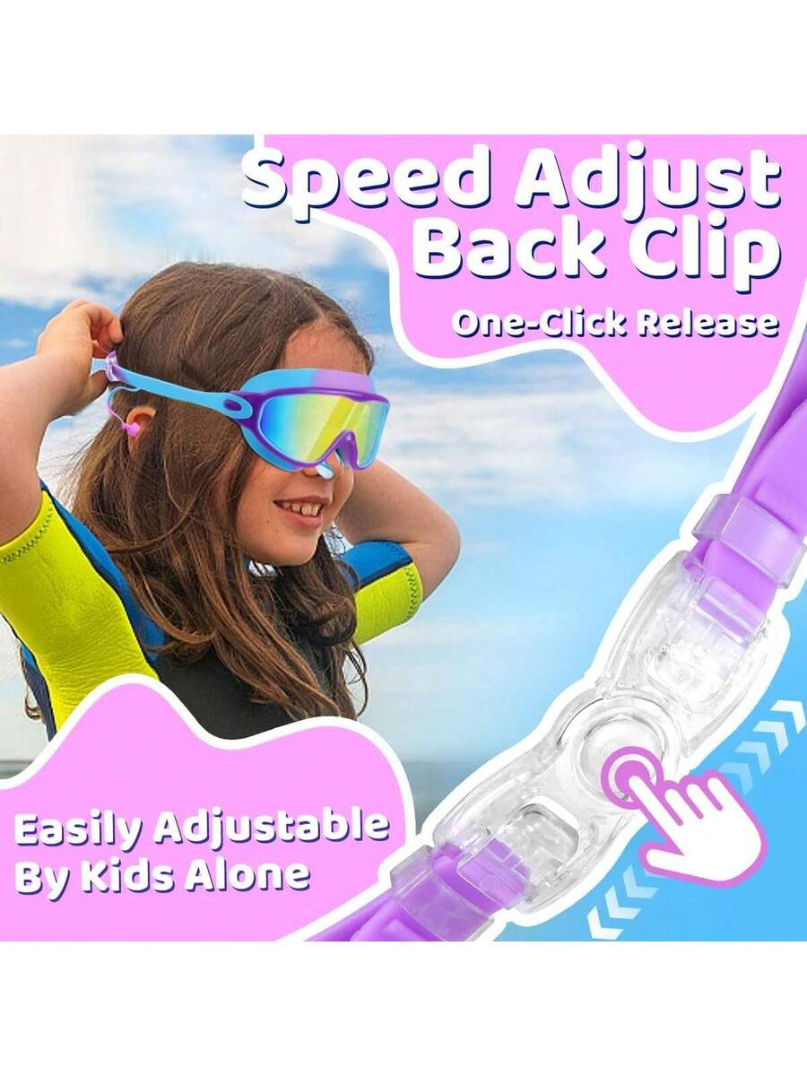 2 Pack Kids Swim Goggles Anti Fog UV Protection Wide View Swimming Glasses for Boys and Girls Ages 3-15