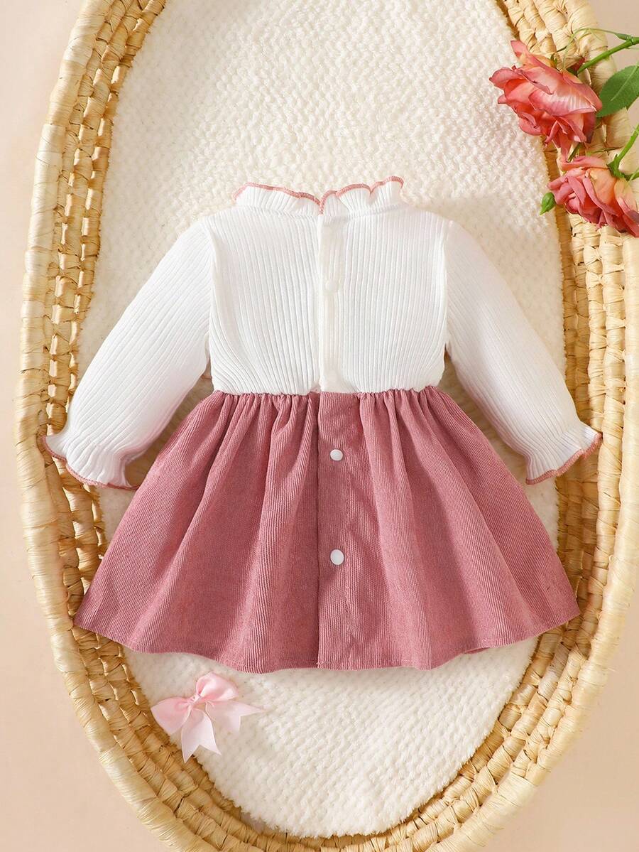 Baby Heart Pattern Dress and Headband Set for Cute All Season Daily Wear